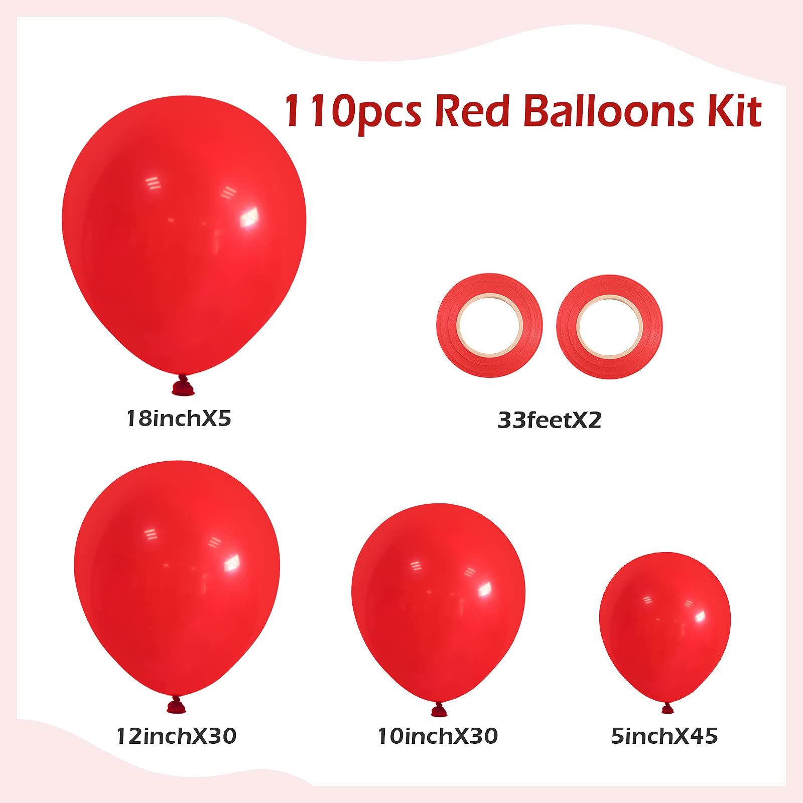 FOTIOMRG red 12-inch balloons add depth to garlands and tables.