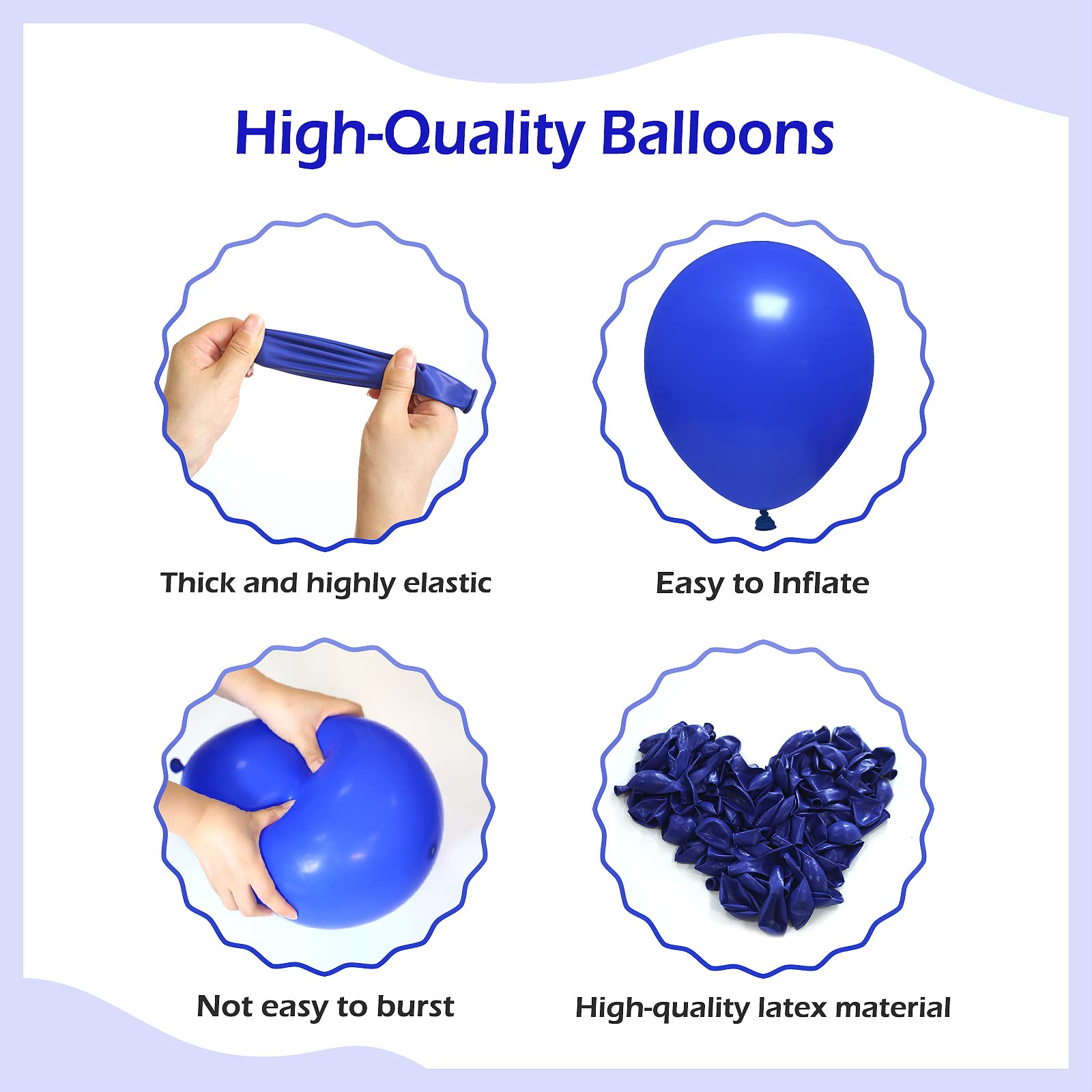 FOTIOMRG royal blue 12-inch balloons arranged for versatile party themes