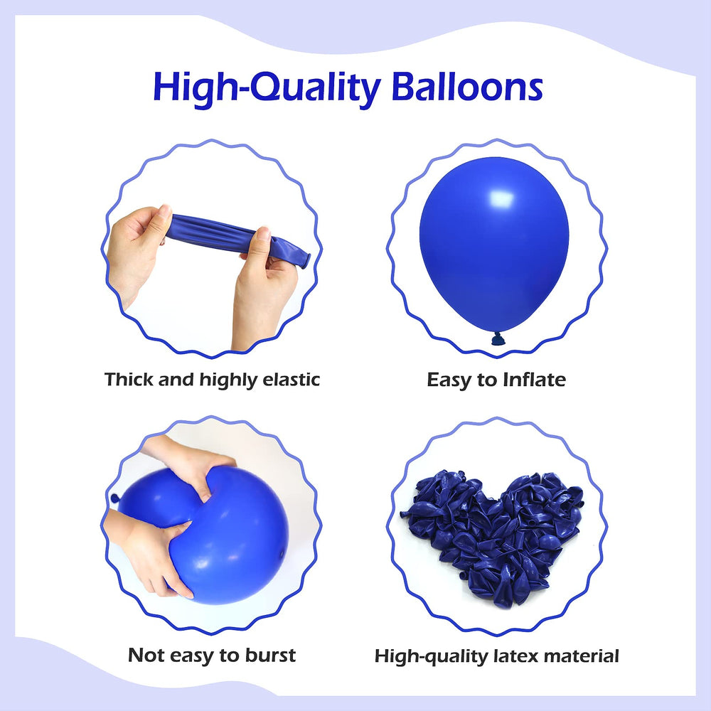 FOTIOMRG royal blue 12-inch balloons arranged for versatile party themes