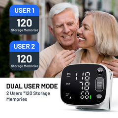 FOTOSY dual-user memory monitor stores 120 readings per user.
