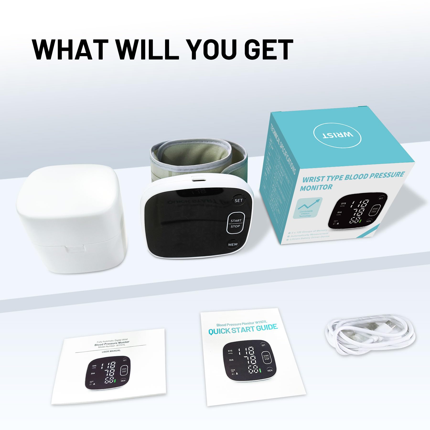 FOTOSY home-use BP monitor fits in carrying case for easy storage.