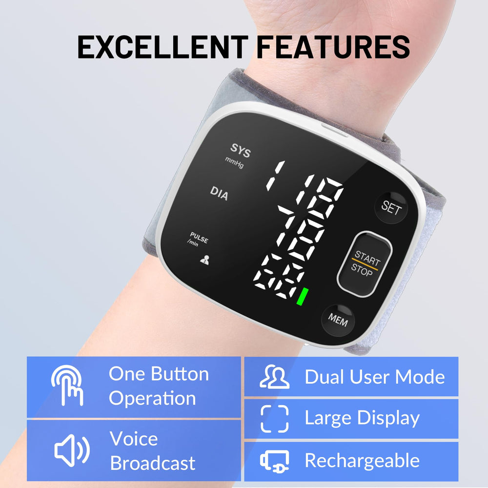 FOTOSY rechargeable BP monitor with carrying case ready for travel.