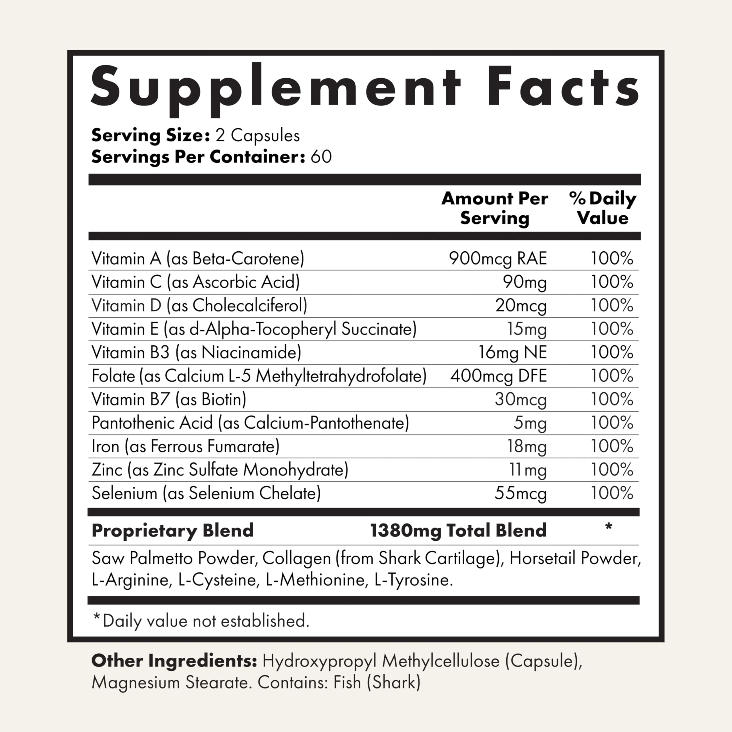 Foundation Skincare UnTangled Hair Vitamins label detail showing key ingredients
