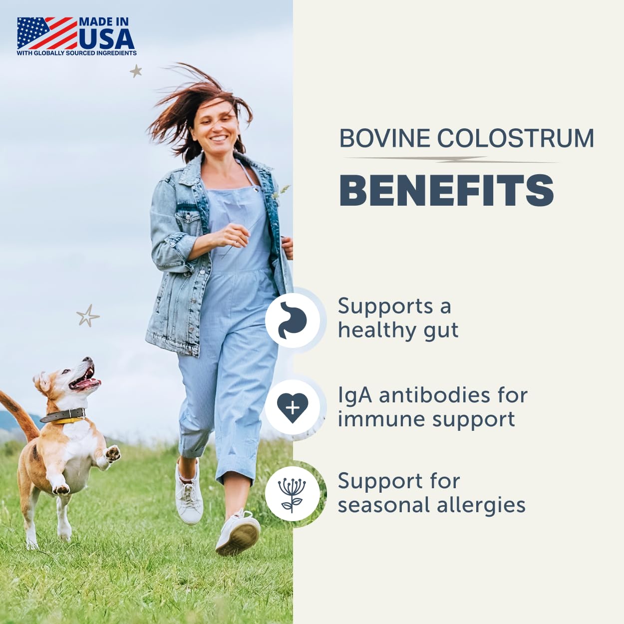 Four Leaf Rover Colostrum for Dogs scoop beside powder for easy dosing