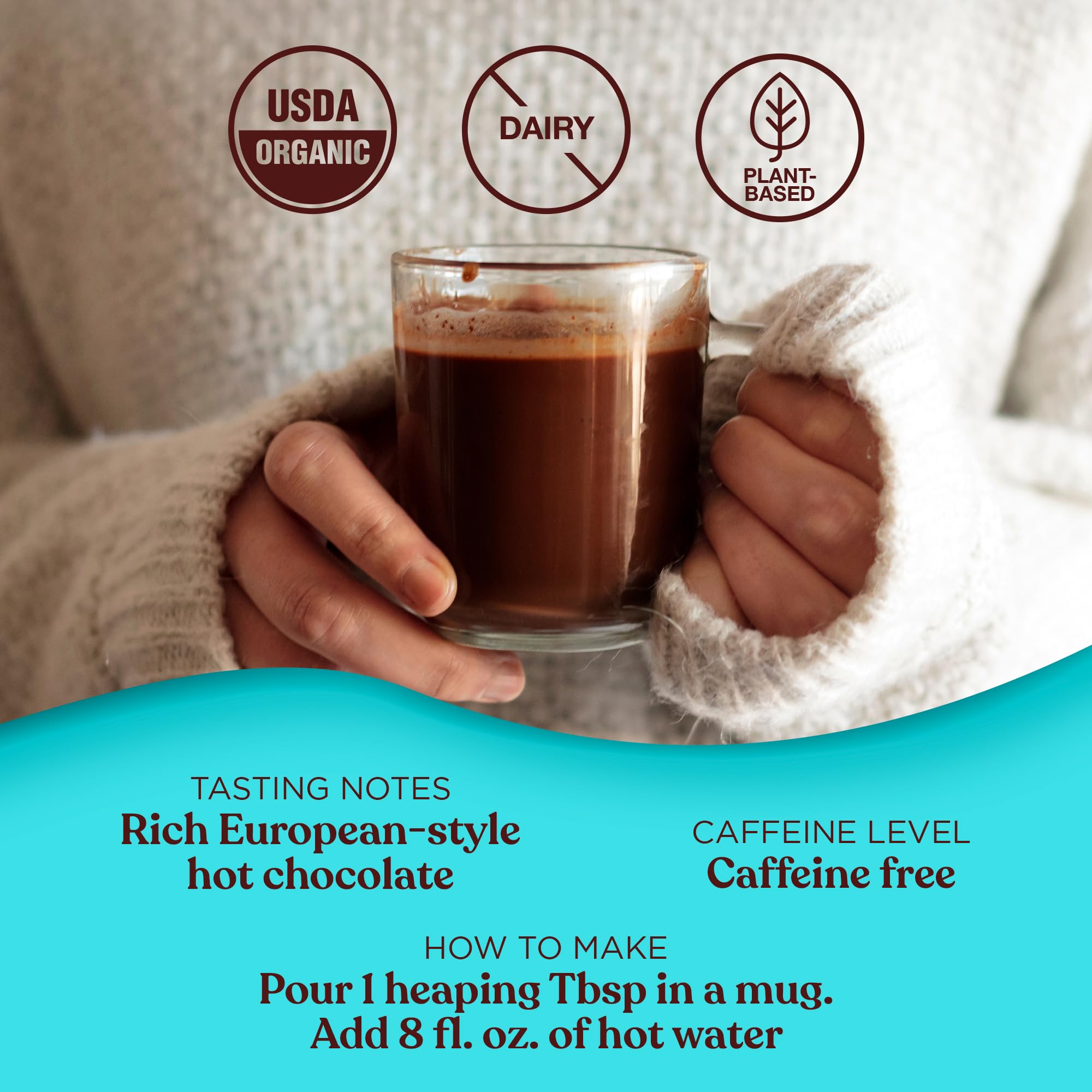 Four Sigmatic Calm Mushroom Cocoa Label front view with vegan, organic cacao