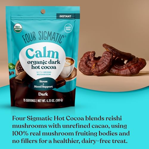 Four Sigmatic Calm Mushroom Cocoa Reishi closeup, emphasizing calm evenings