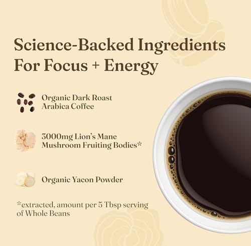 Fair-trade organic Four Sigmatic beans emphasize ethical sourcing and rich aroma