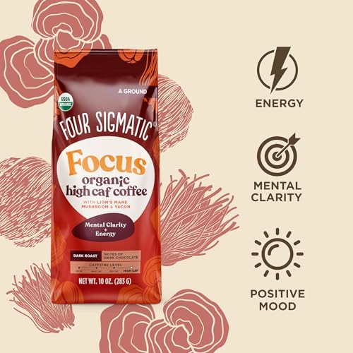 Four Sigmatic Organic High Caffeine Lion's Mane Ground Coffee brew cup ready for tasting.