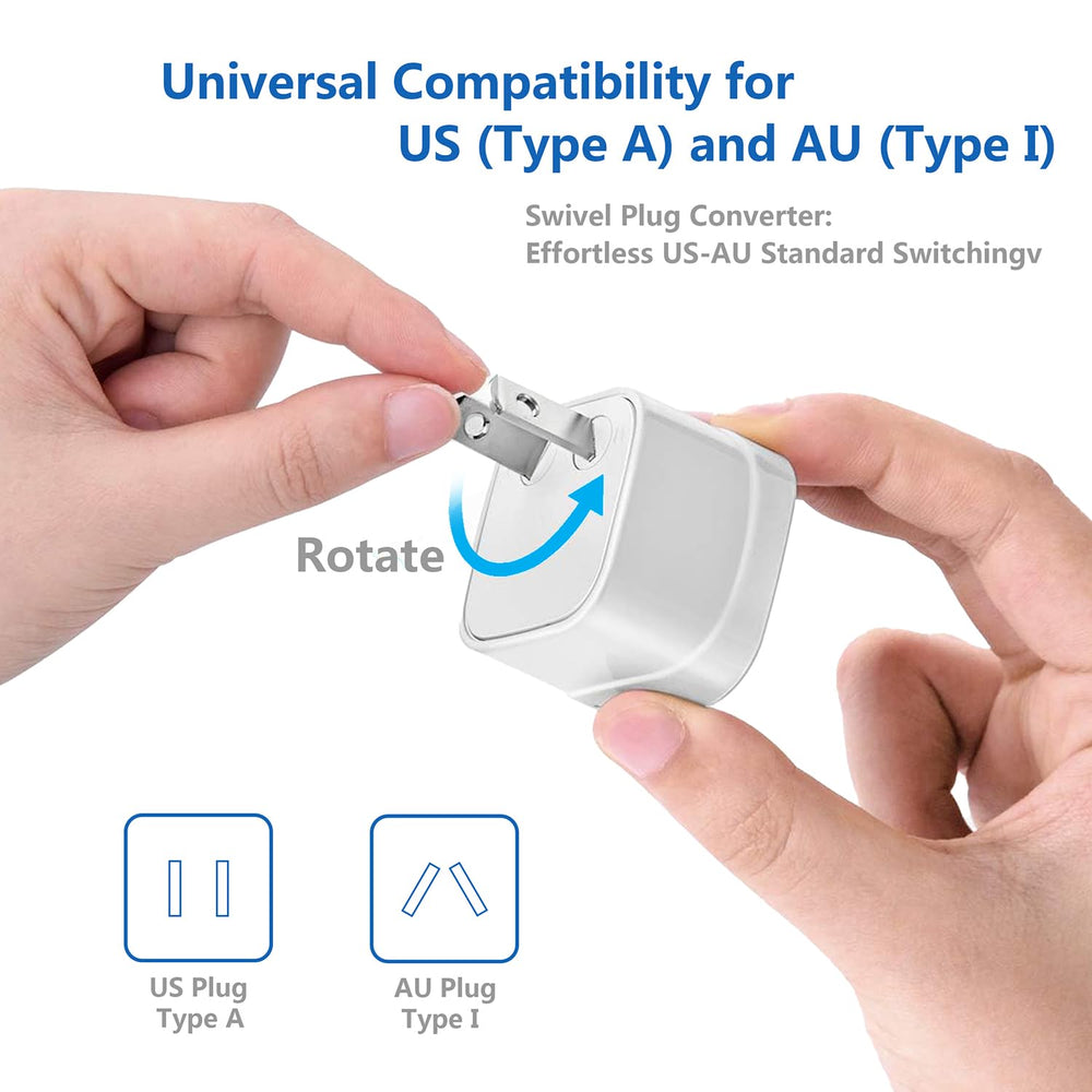 FOVAL compact travel-size converter ready for packing