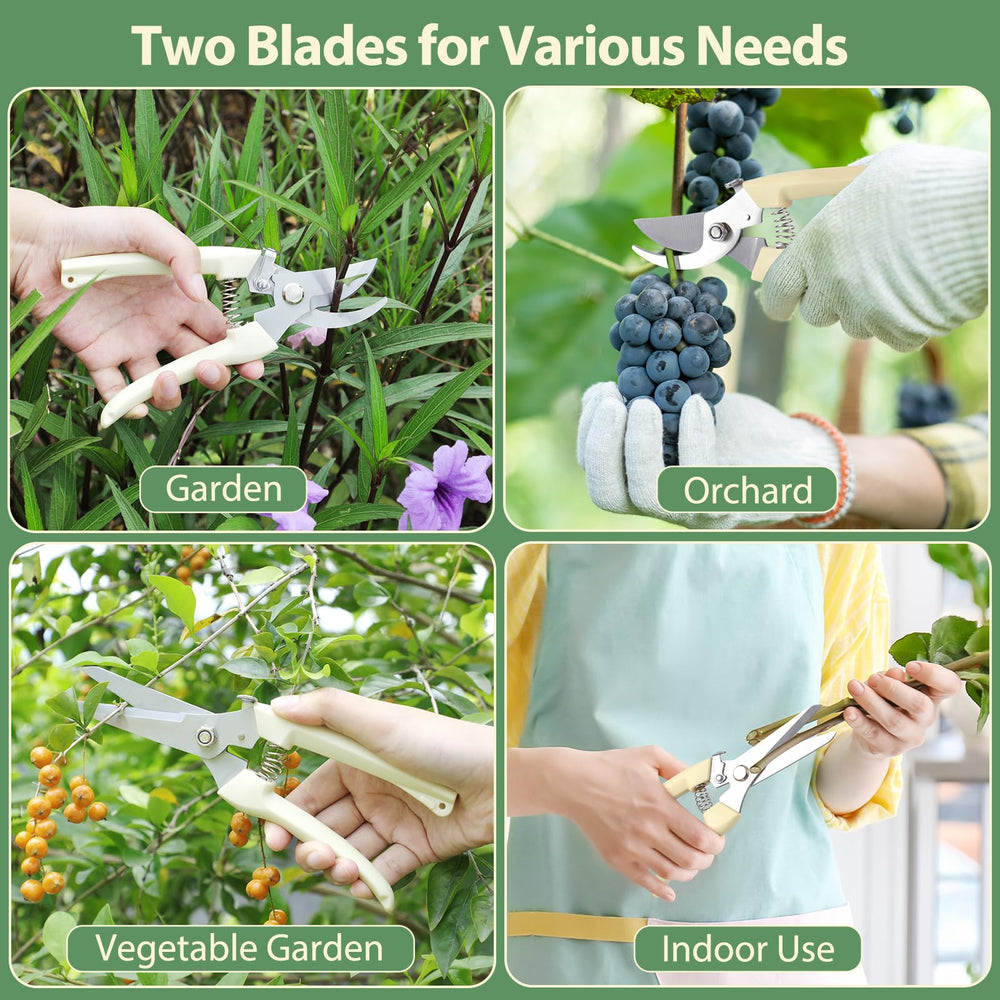 FOVCENT two-style handheld clippers adapt to various plants like shrubs and bonsai
