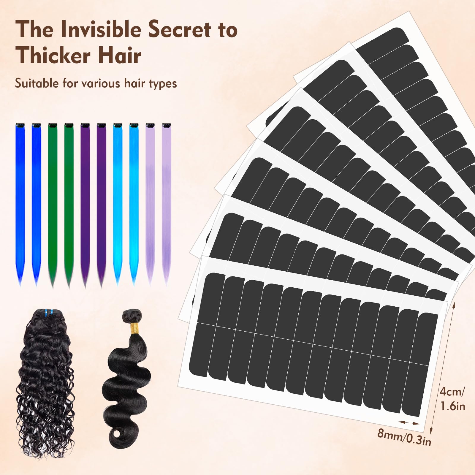 FOVKO double-sided tape for hair extensions provides strong adhesion with comfortable wear.