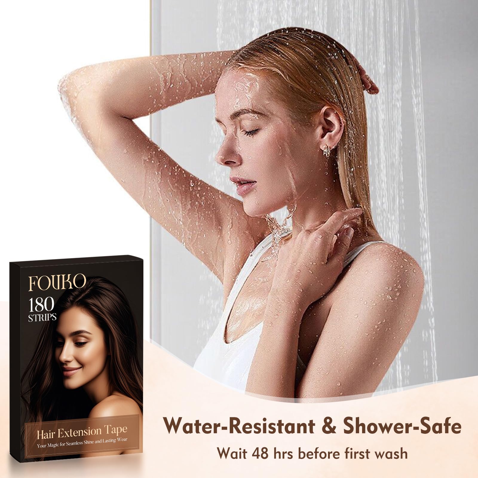 FOVKO sweat-proof adhesive stays strong in workouts for secure extensions.