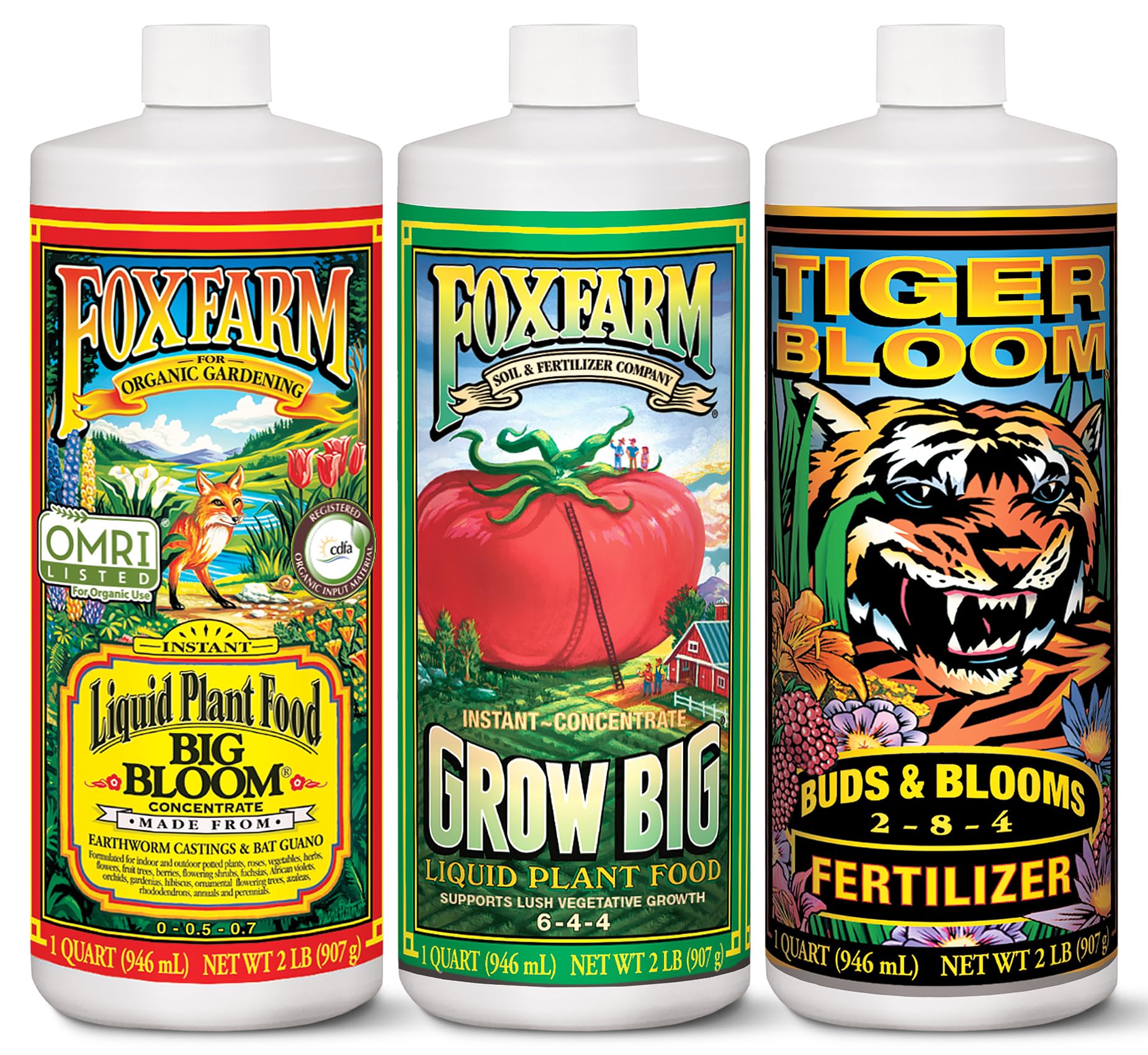 FoxFarm Soil Liquid Trio Big Bloom bottle showing growth support for blooms