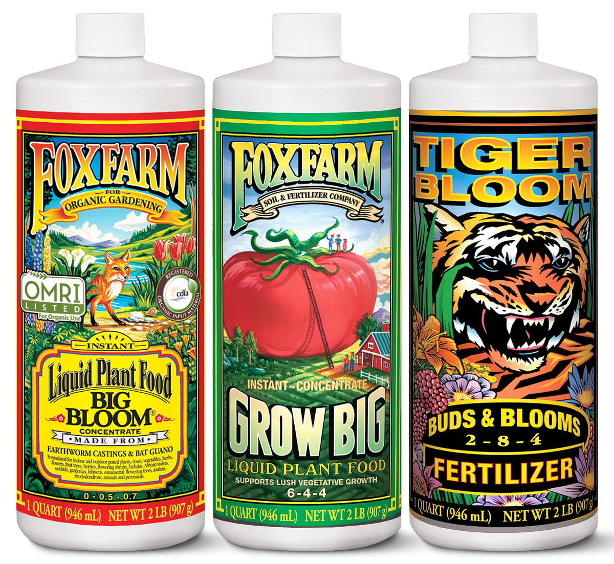 FoxFarm Soil Liquid Trio Big Bloom bottle showing growth support for blooms