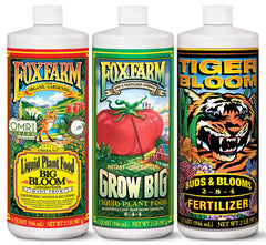 FoxFarm Soil Liquid Trio Big Bloom bottle showing growth support for blooms
