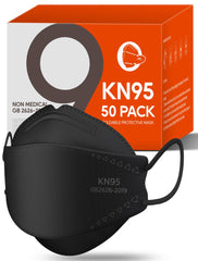 FOXFUN KN95 50-pack front view in black, ideal for daily protection against dust and allergens.
