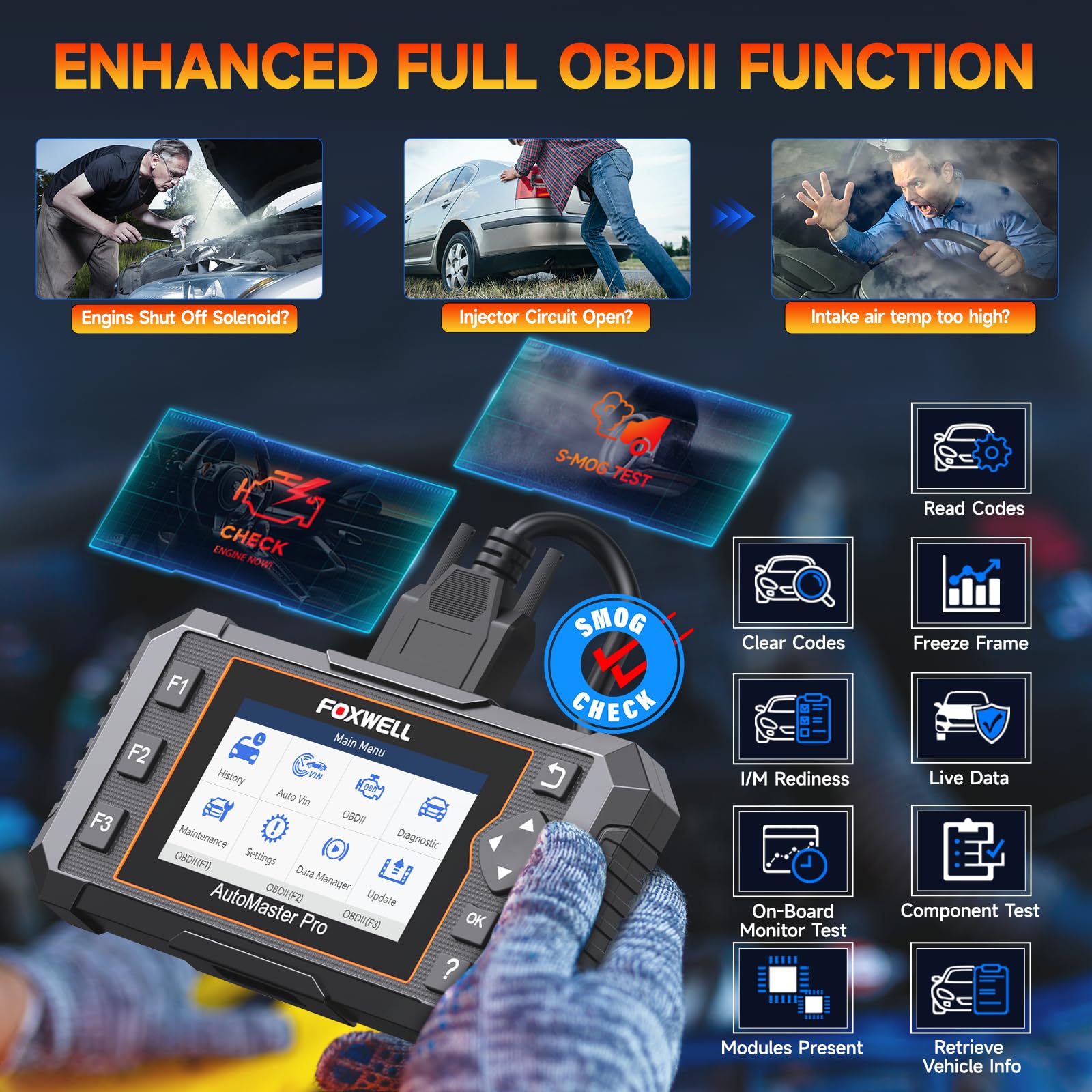 FOXWELL NT614 Elite EPB reset interface recalibrates the electronic parking brake.