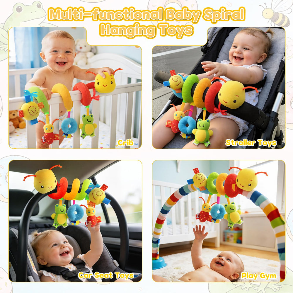 FPVERA baby car seat rattle encourages reach and grab while traveling.