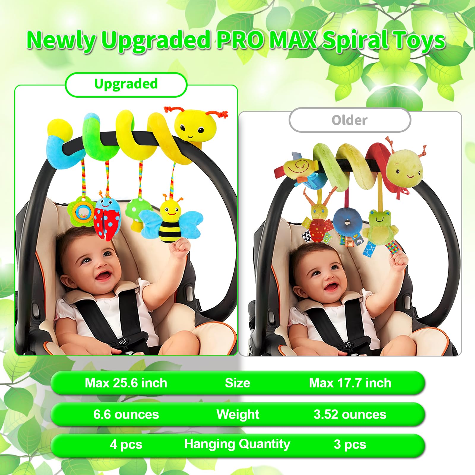 FPVERA four hanging animal toys to diversify color perception during rides.