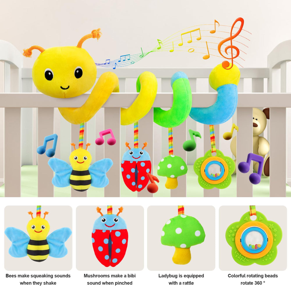 FPVERA soft plush spiral toy ideal for chewing and teething exploration.