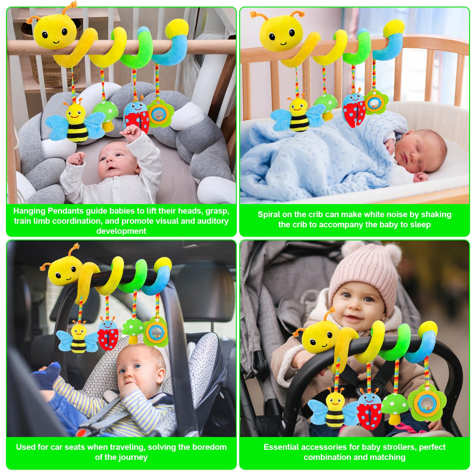 FPVERA transparent shell beads producing gentle rattle sounds during play.