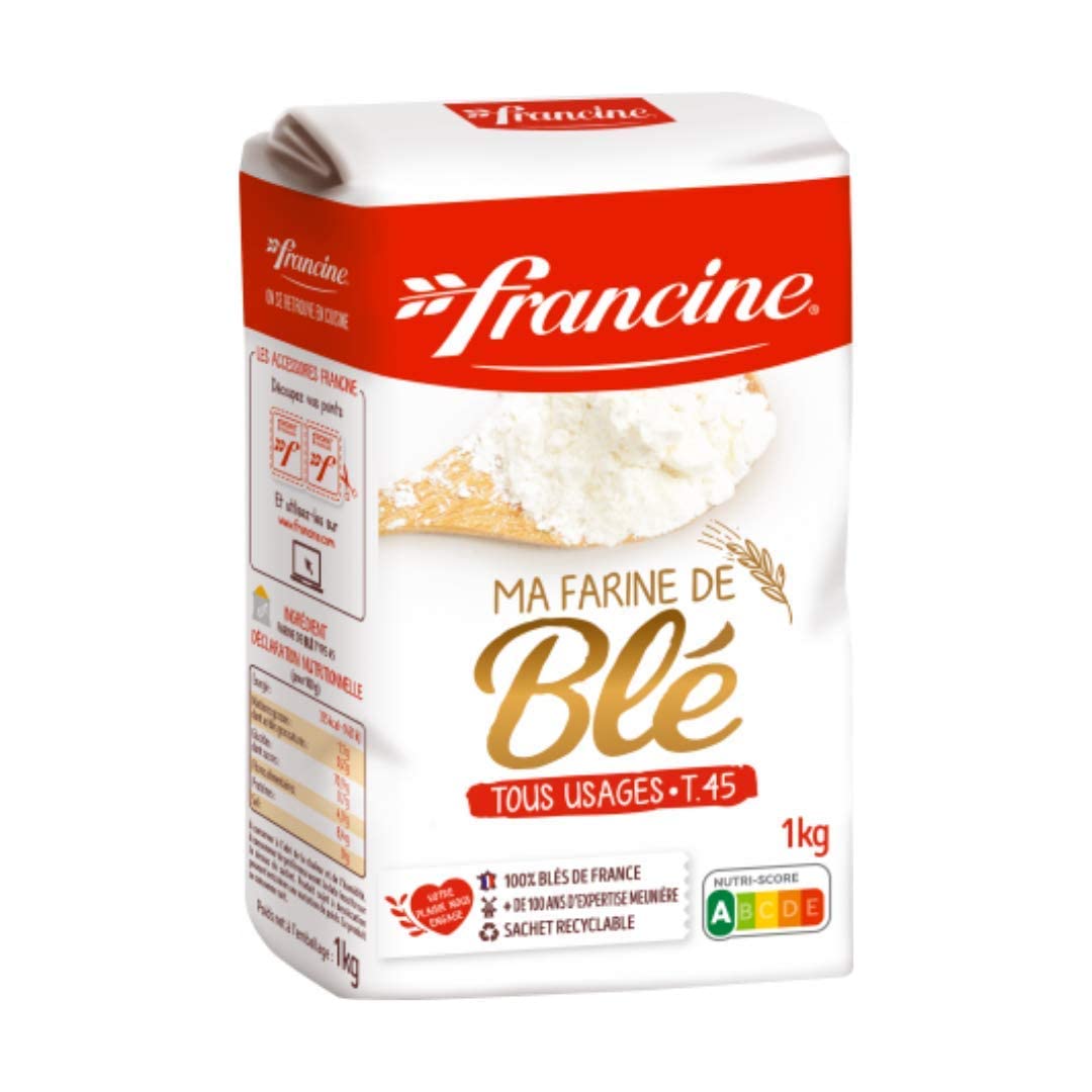 Francine T55 wheat flour bag, showing light texture for bread and pastries