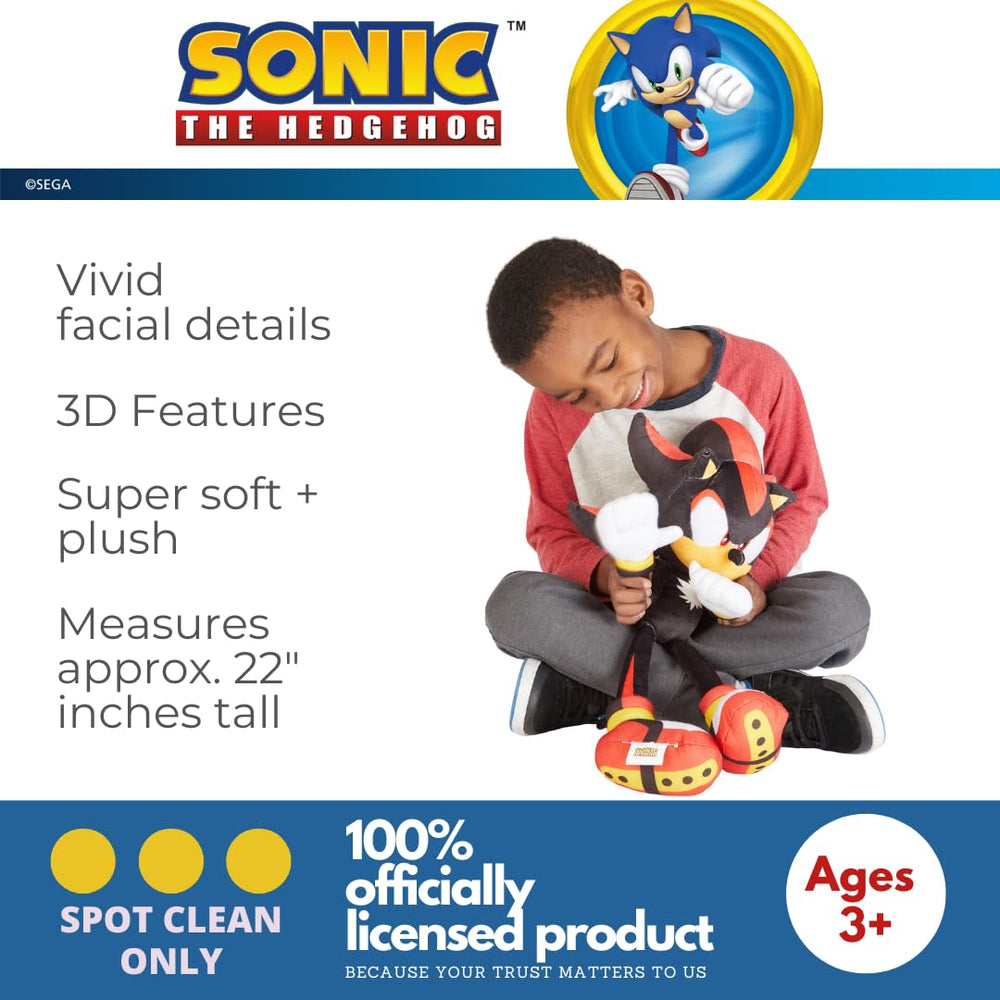 Franco Shadow Hedgehog plush with dimensional ears and quills for 3D character appeal.