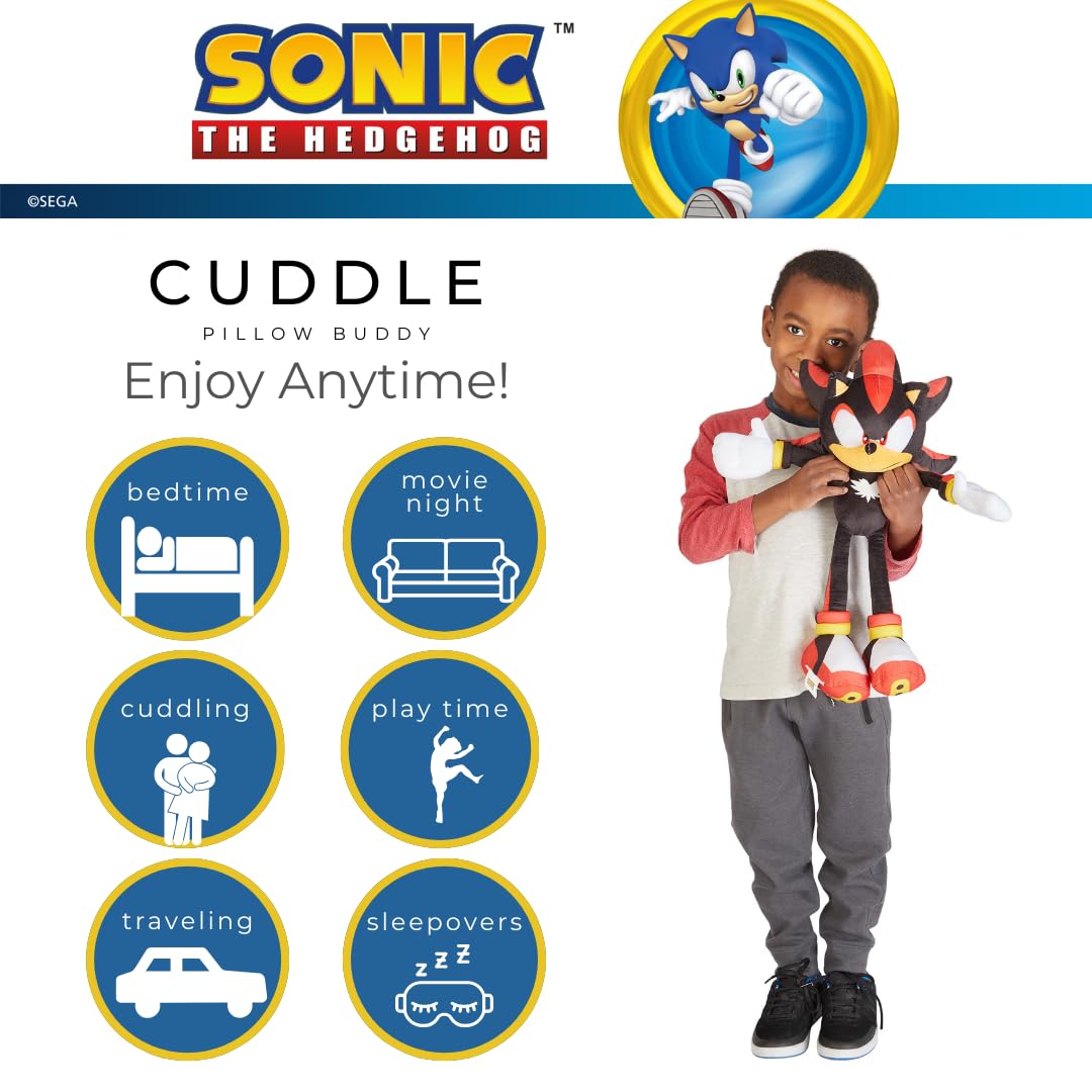 Franco Shadow the Hedgehog plush embroidery detail highlights features for playful imagination.