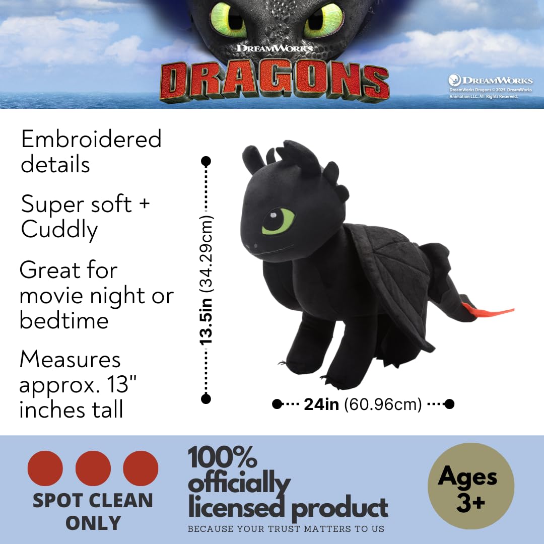 Toothless pillow ears and wings detail highlight for playful decor.