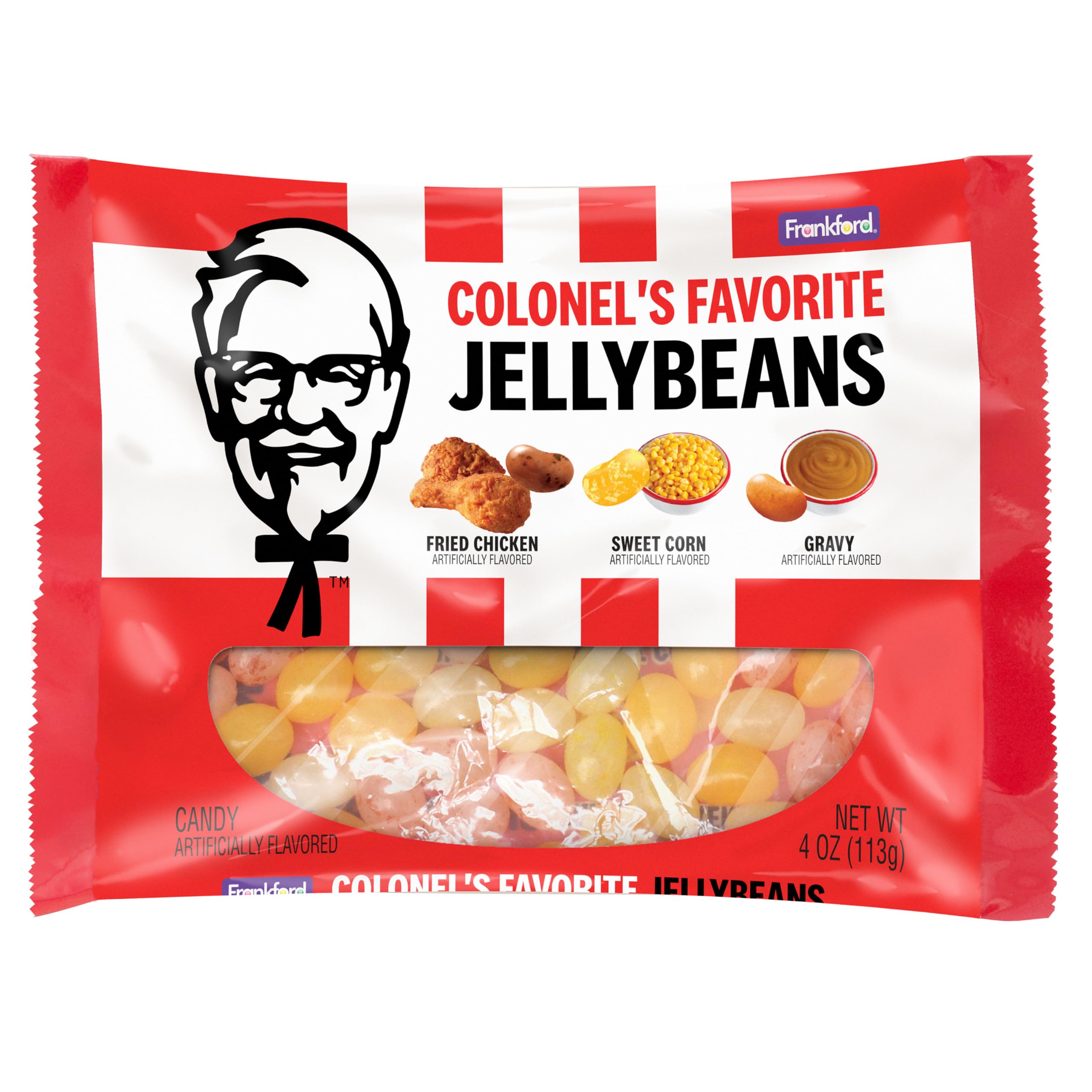Frankford KFC fried chicken jelly beans for flavor testing.