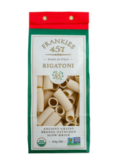 Frankies 457 rigatoni pack shot—premium packaging and authentic craftsmanship.