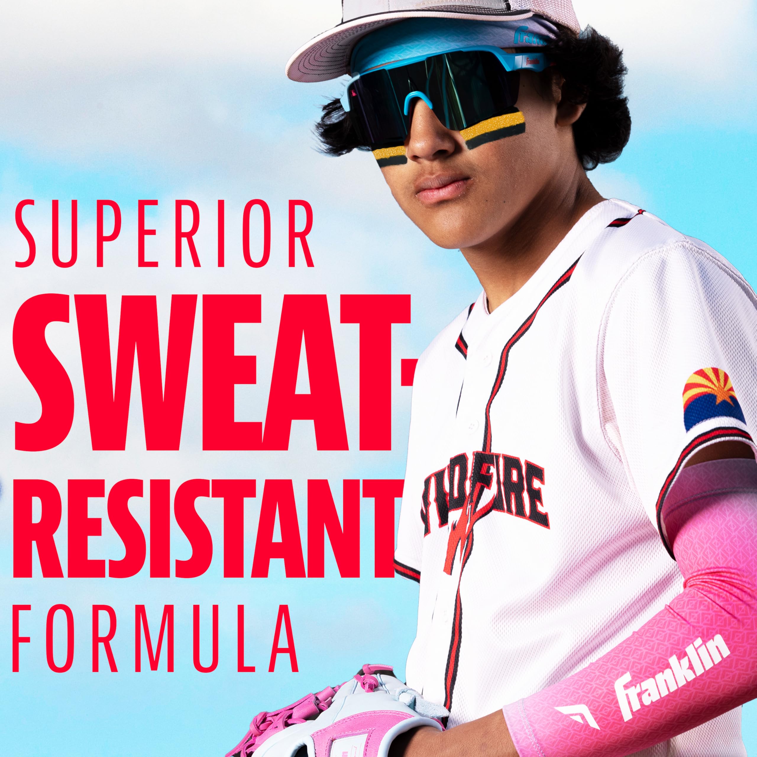 Baseball eye black application under the eyes with Franklin Sports Stick