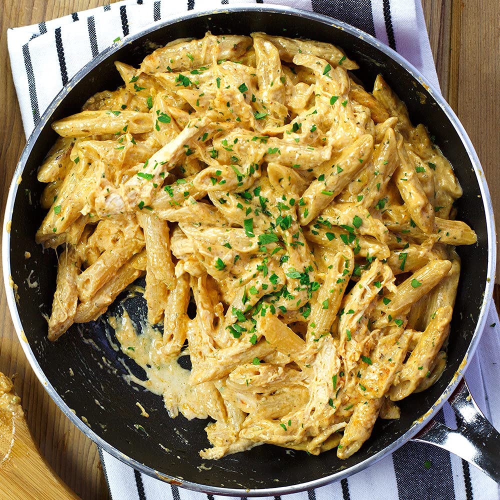 Pasta dish finished with Frank's RedHot Buffalo Ranch Seasoning Blend for zesty bite.
