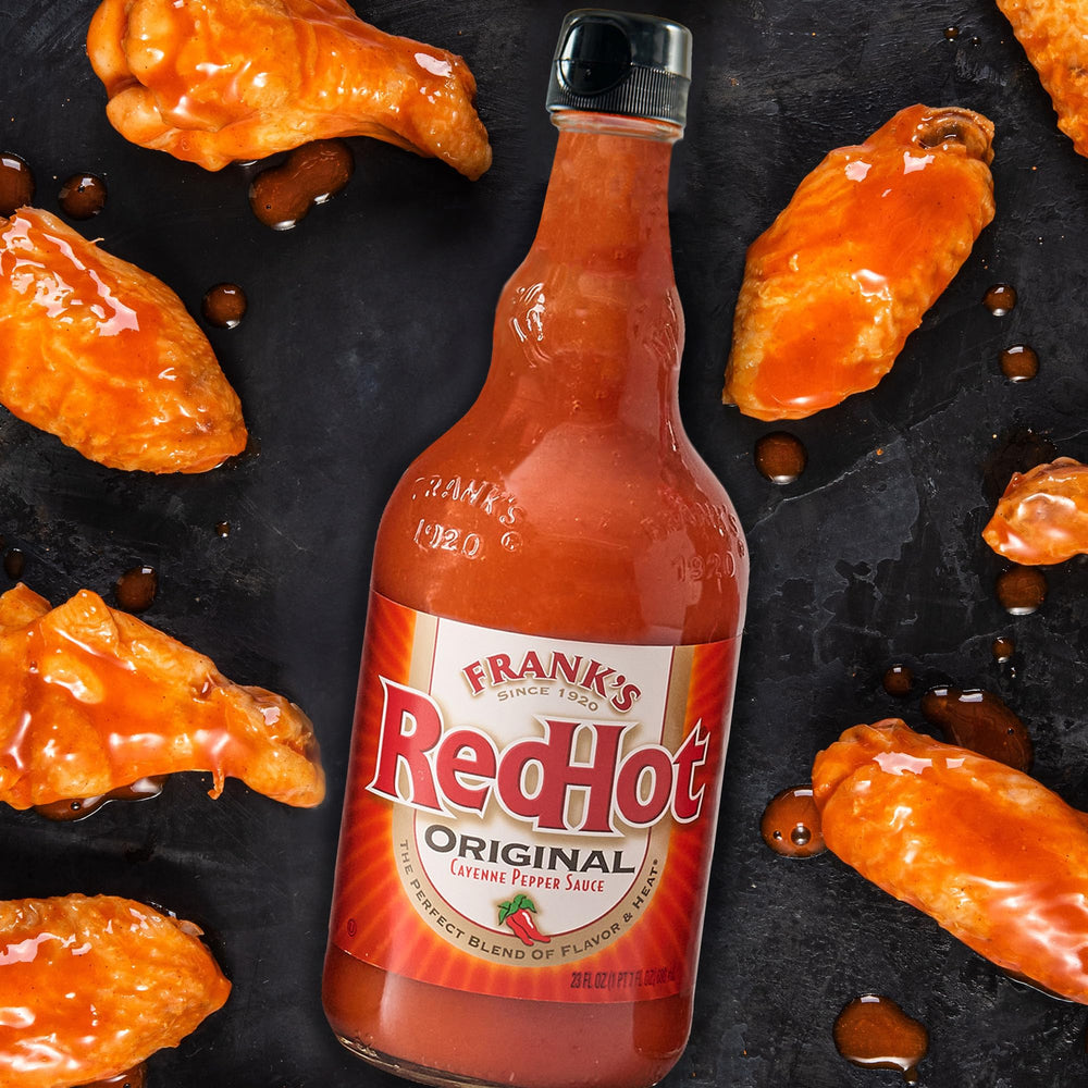 Frank's RedHot Original Buffalo wings origin note on label