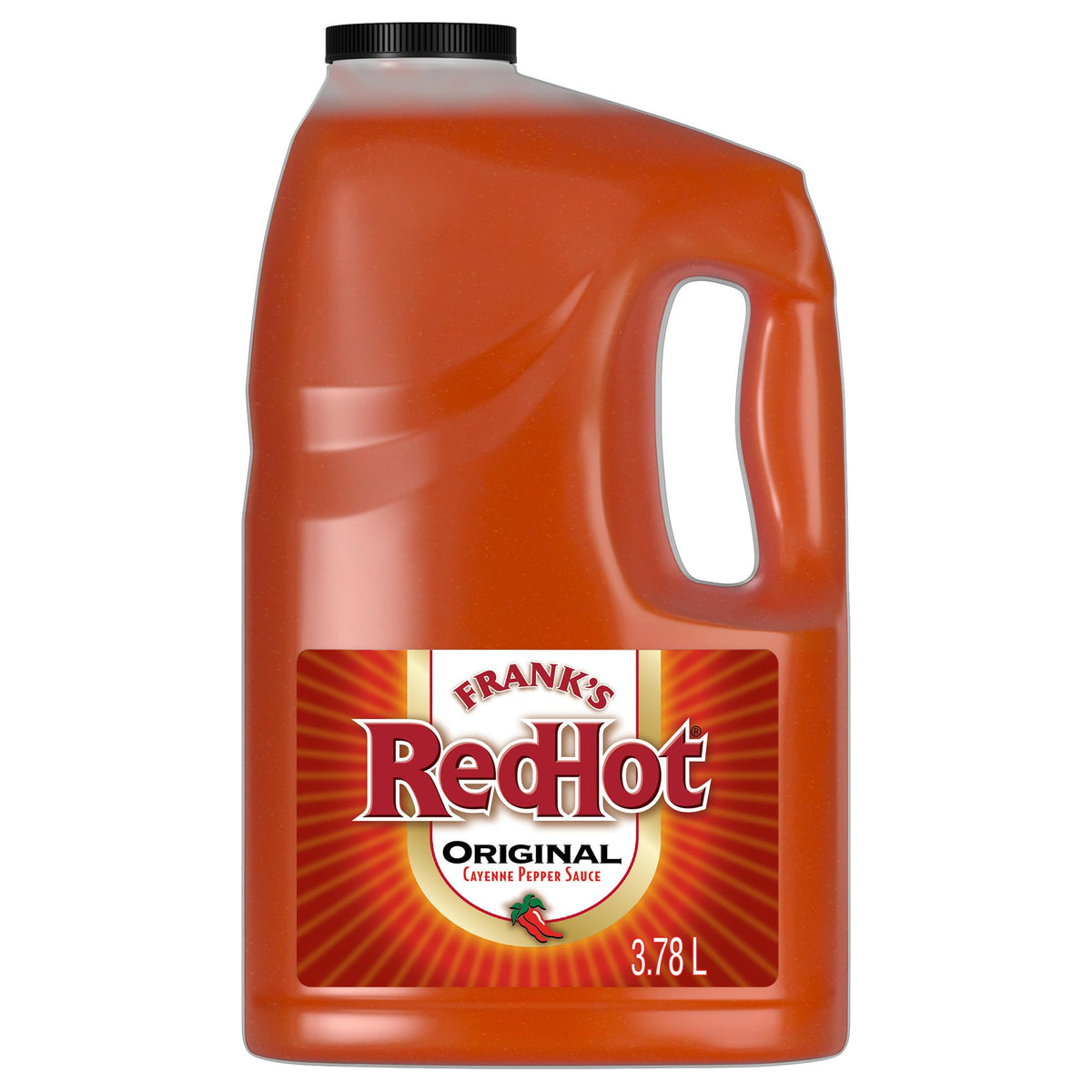 Franks RedHot Original Cayenne bottle pouring for bold flavor.