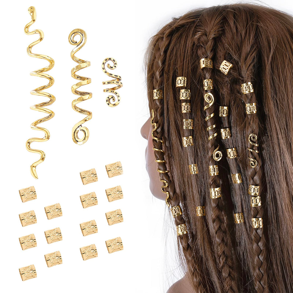 FRDTLUTHW 18-piece braid jewelry set in gold for versatile mixed styles.