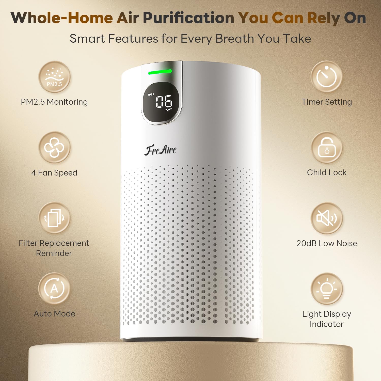 FreAire VisionAir 360° intake and outlet ensure rapid air refreshment.