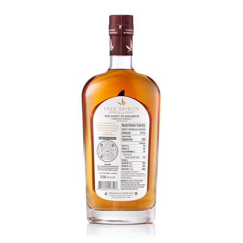 Free Spirits bourbon bottle closeup highlights authentic flavor cues for elevated mocktails.