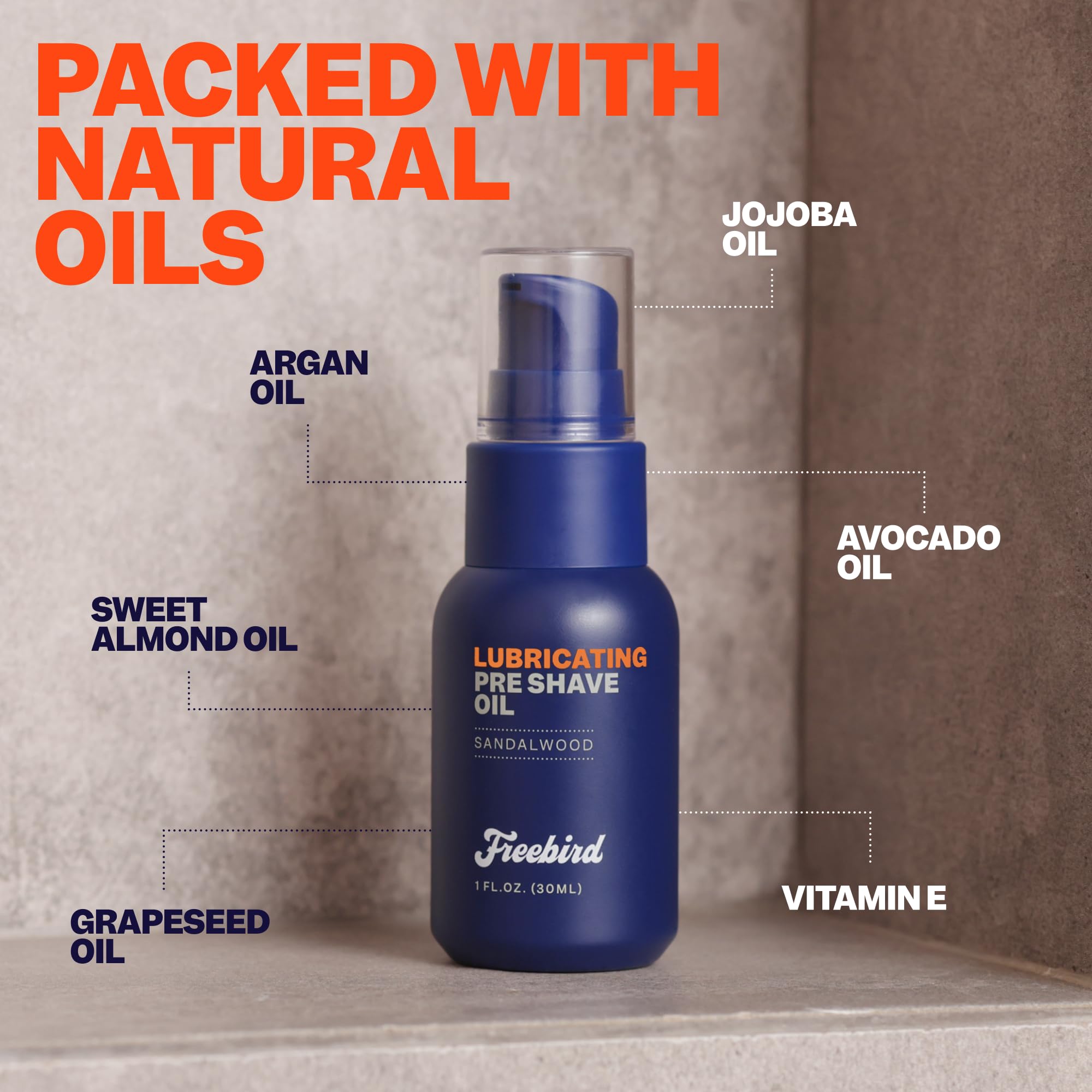 Hands applying Freebird Pre Shave Oil for even coverage