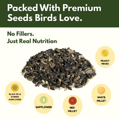 FREEBIRD Wild Bird Seed safflower pieces close-up highlighting energy-rich ingredients.