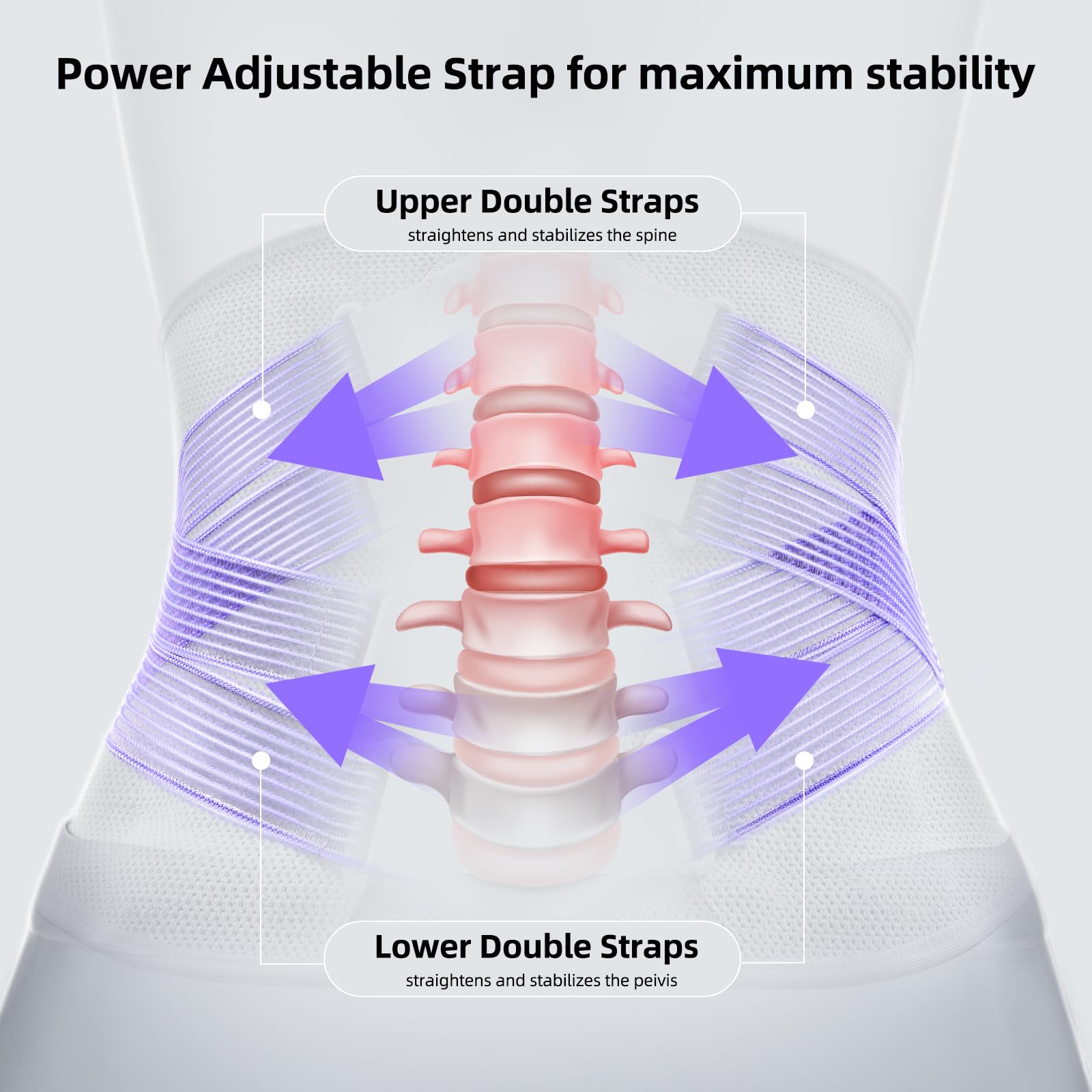 FREETOO back brace with adjustable dual straps for a personalized fit