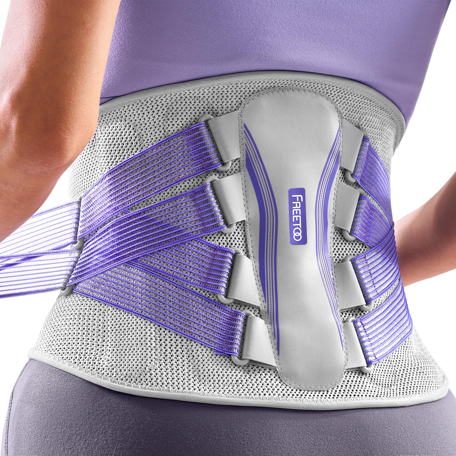 FREETOO back brace breathable mesh fabric for all-day comfort