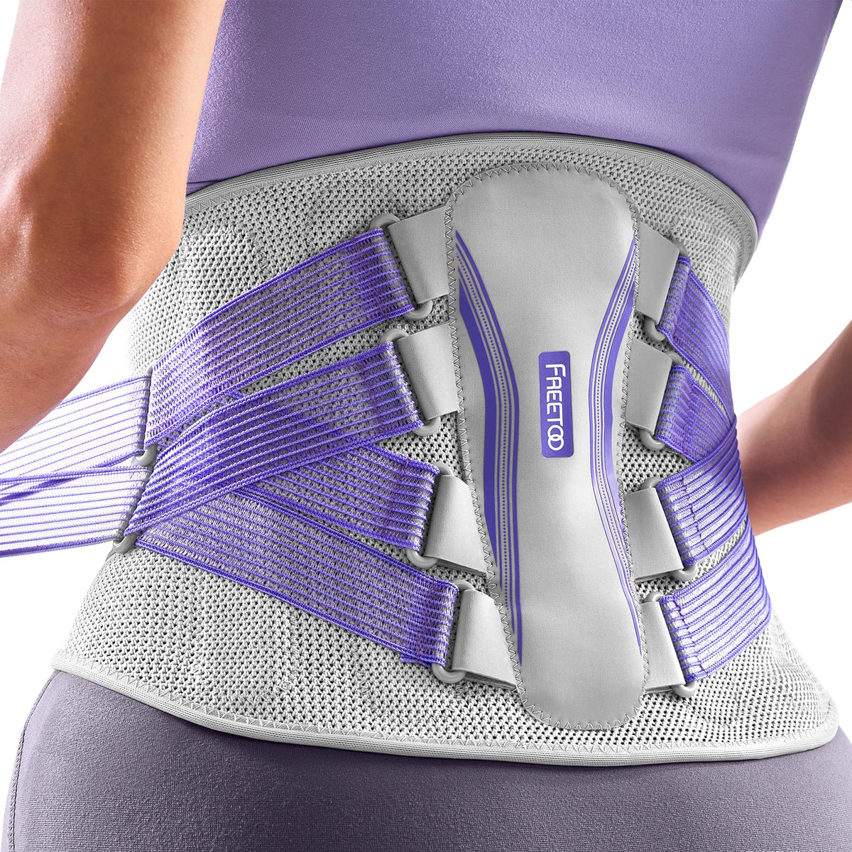 FREETOO back brace breathable mesh fabric for all-day comfort