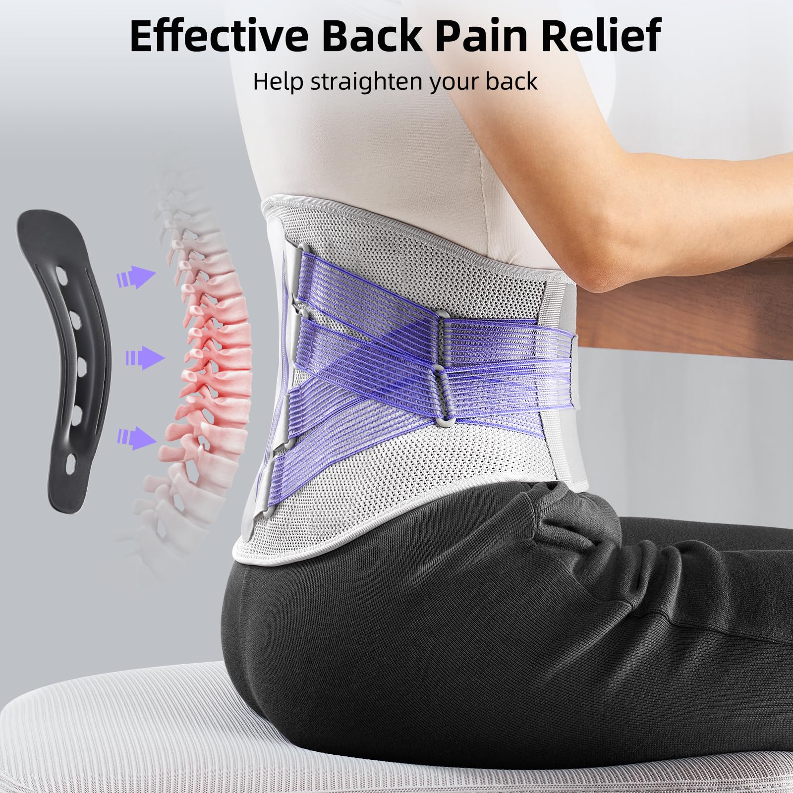 FREETOO back brace featuring ergonomic 3D curved lumbar panel