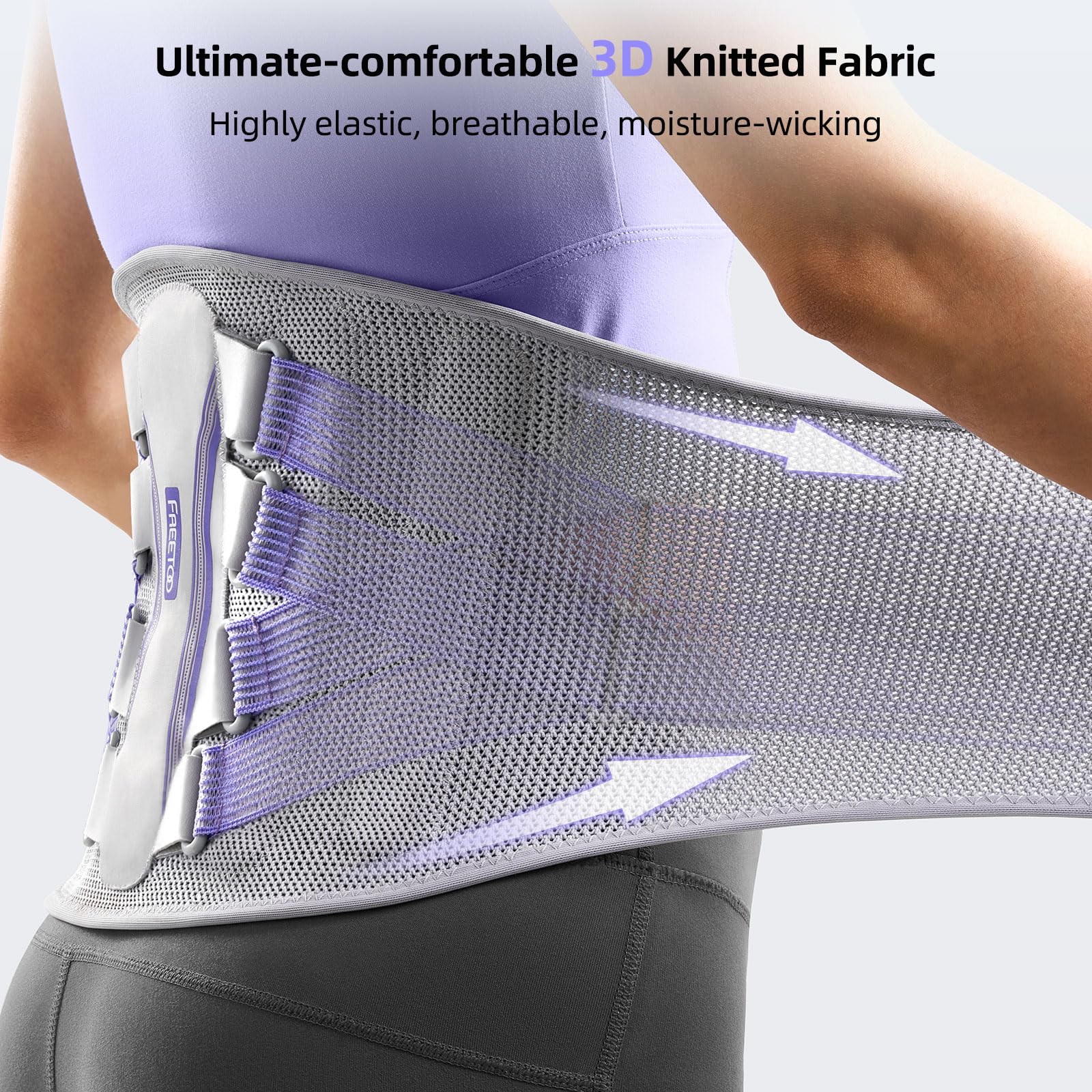 FREETOO back brace with memory aluminum stays for spine stability