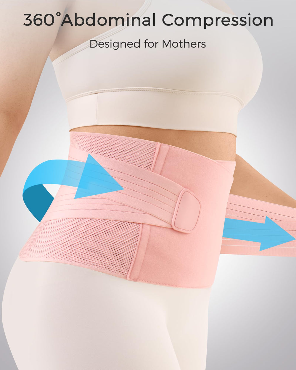 FREETOO belly band back support helping maintain posture while lifting, walking, or feeding.