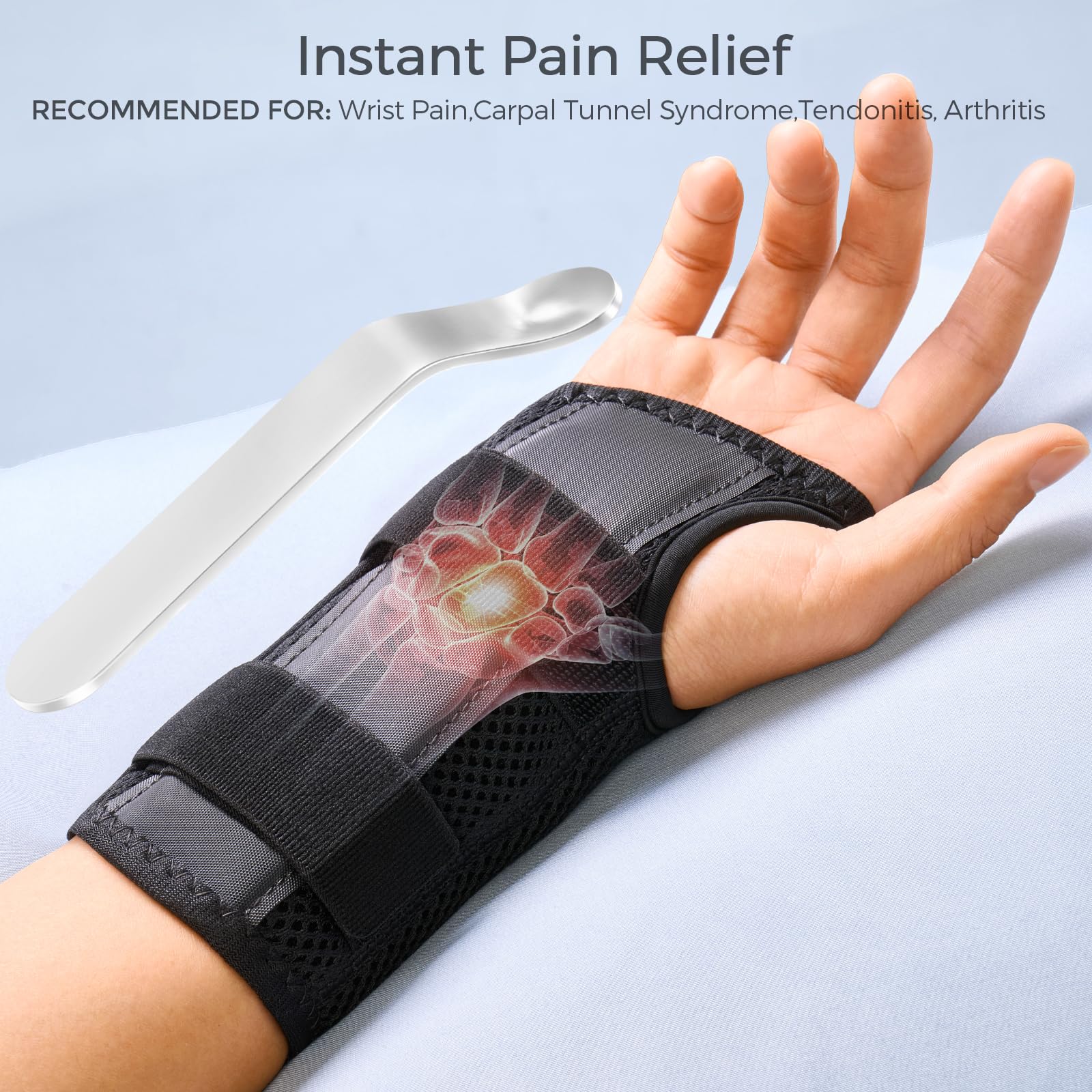 FREETOO wrist brace with adjustable-compression straps for a customized fit