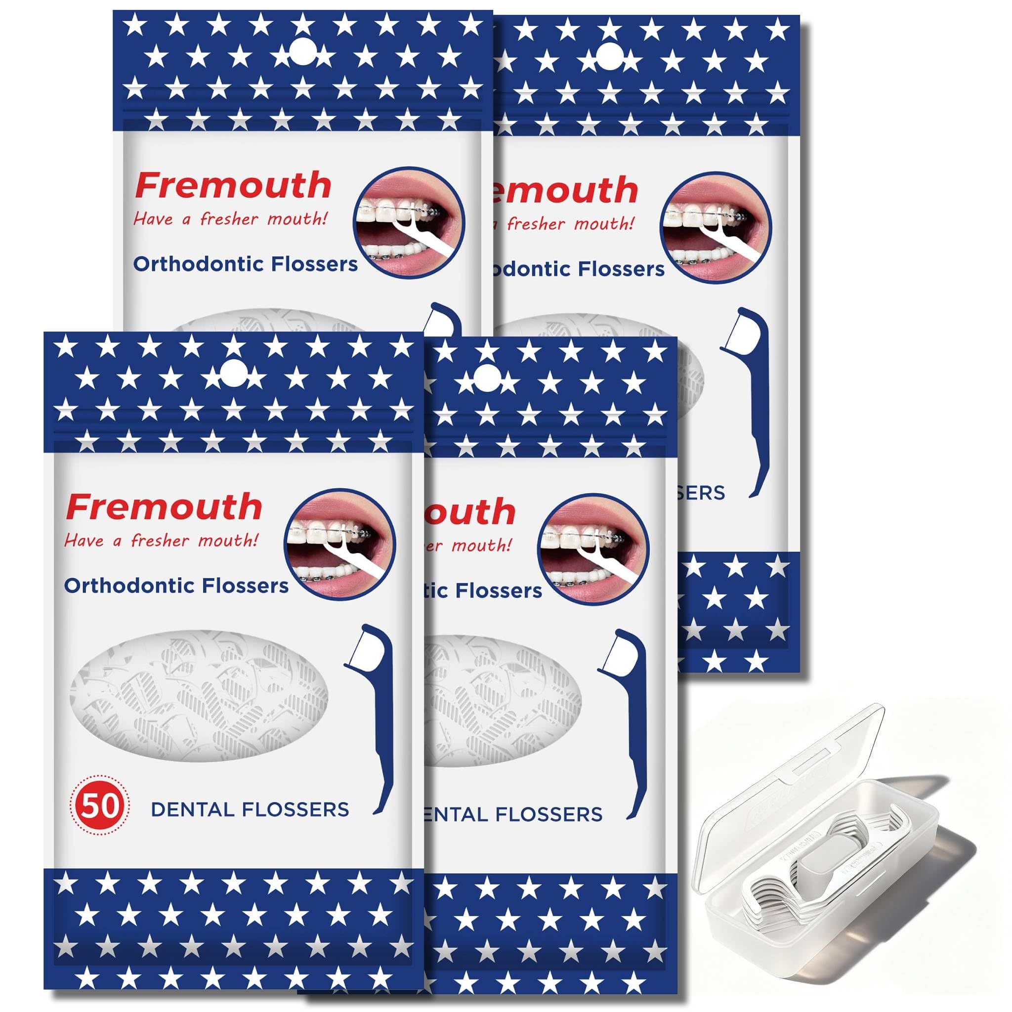 Fremouth orthodontic flossers with travel case ready for braces cleaning on the go.