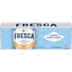 Fresca Peach Soda glass with ice emphasizes citrus aroma and zing.