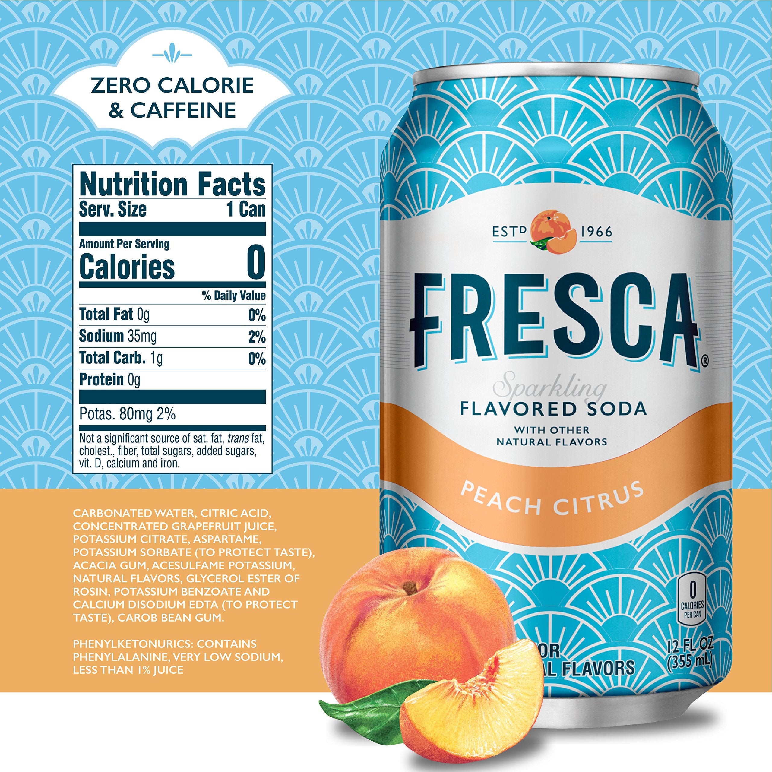 Fresca Peach Soda pour over glass captures sparkling refreshment.